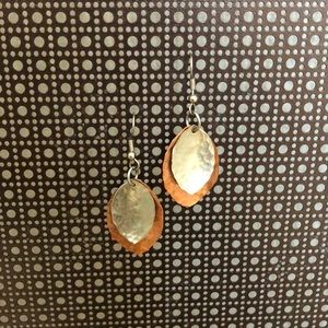 3/$12 silver and copper dangle earrings